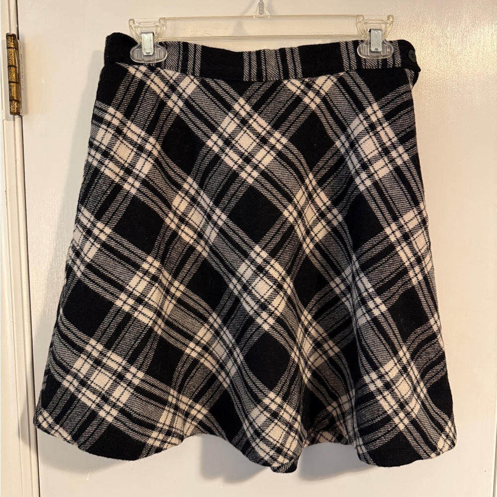 Vintage Compagnie Internationale EXPRESS Plaid Skirt 11/12 Black & White